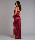 Mayra Formal Satin Slit Long Dress