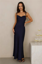 The Penelope Cowl Satin Maxi Dress Navy