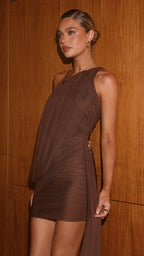 Anastacia Mini Dress - Chocolate