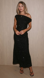 Gigi Sequins Maxi Dress - Black