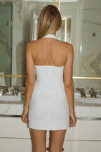 FRANCA HALTER MINI DRESS - WHITE