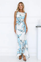 Beauty Untold Satin Maxi Dress Blue