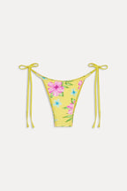 Soleil Satin Beaded Bikini Bottom - Hibiscus Lemonade