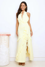 Saucy Secrets Halter Maxi Dress Yellow