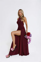 Sundown Soul Halter Midnight Blossoms Maxi Dress Plum