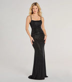Rylie Formal Glitter Lace-Up Column Dress