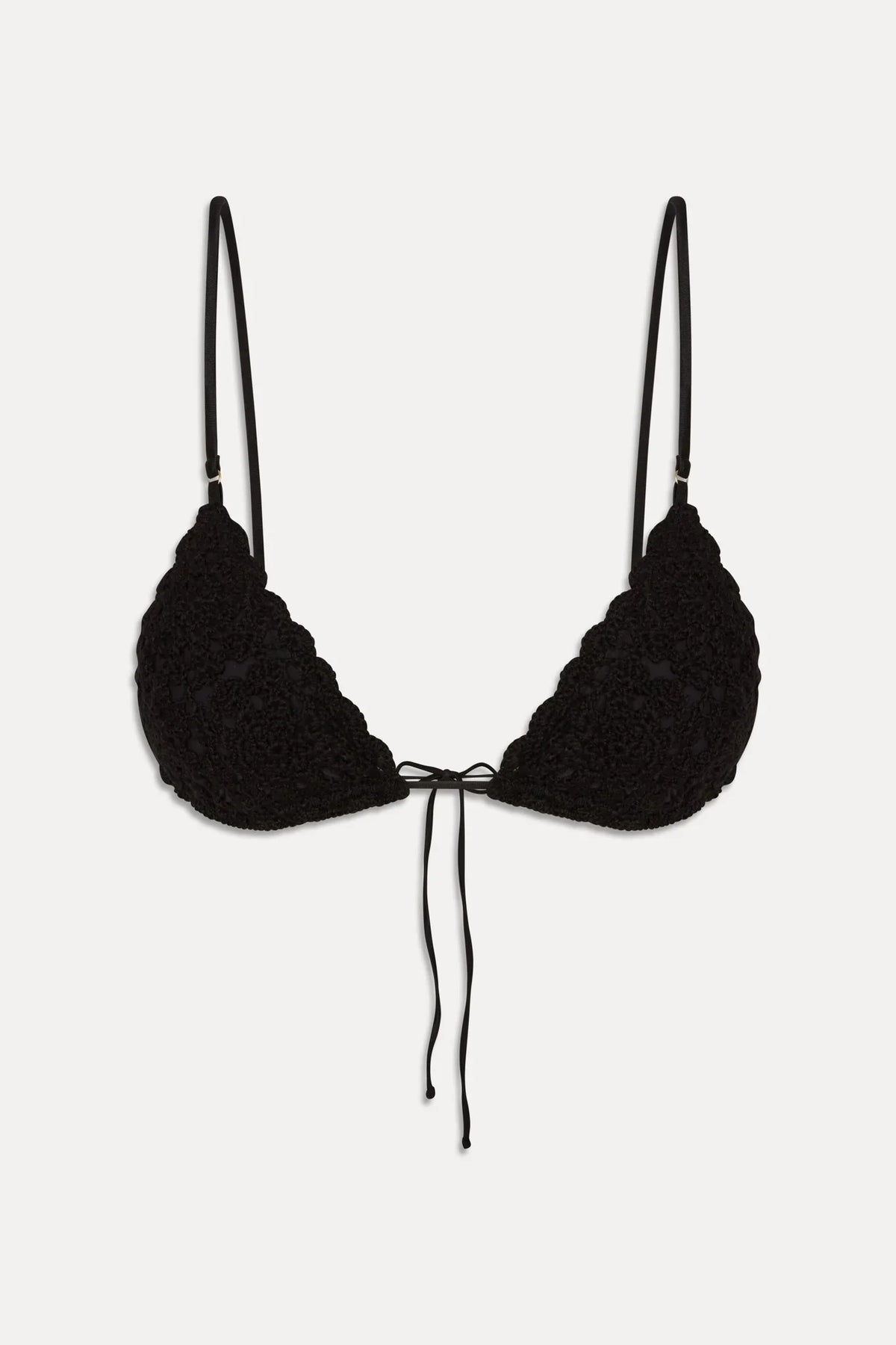 Elena Crochet Shine Bikini Top - Black