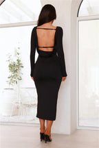 Simple Sophistication Long Sleeve Maxi Dress Black