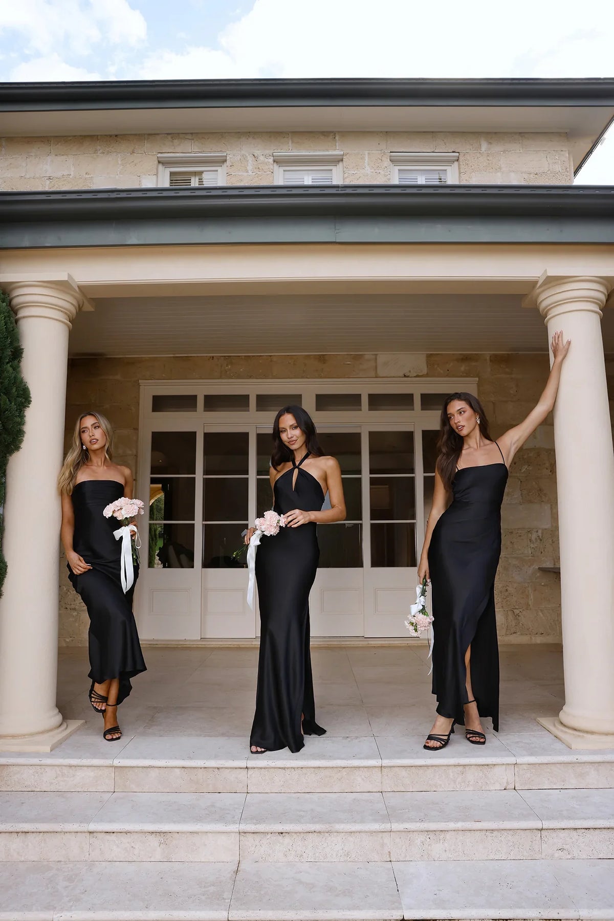 The Delilah Satin Halter Maxi Dress Black