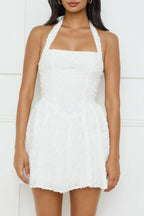 Pretty Glam Halter Mini Dress White