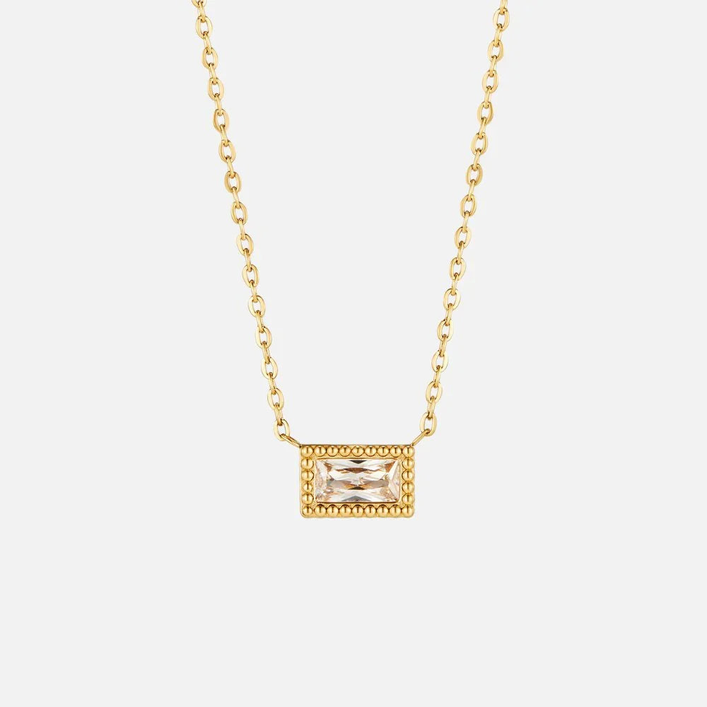 Vioraia Baguette Birthstone Necklace