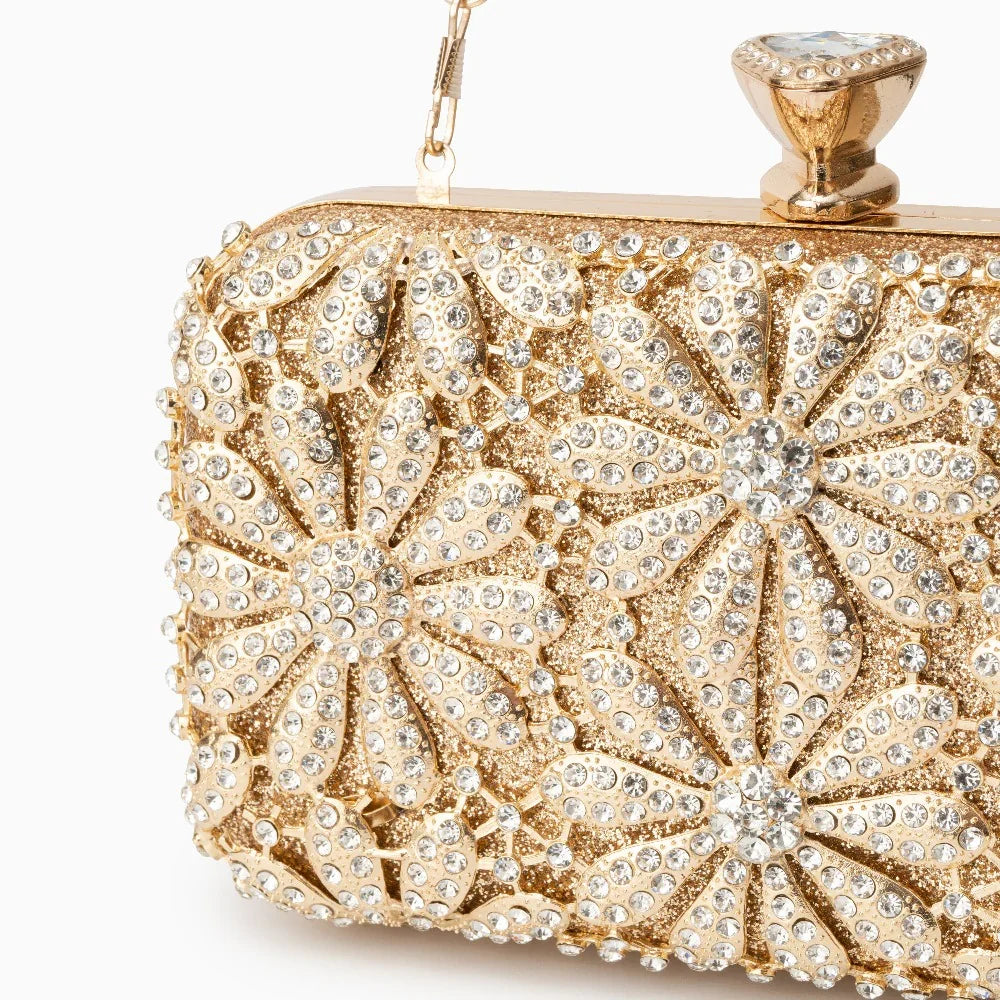 Vioraia Flower Rhinestones Clutch Bag