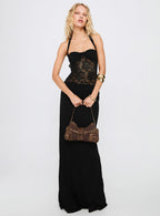 Adalyne Lace Halter Maxi Dress Black