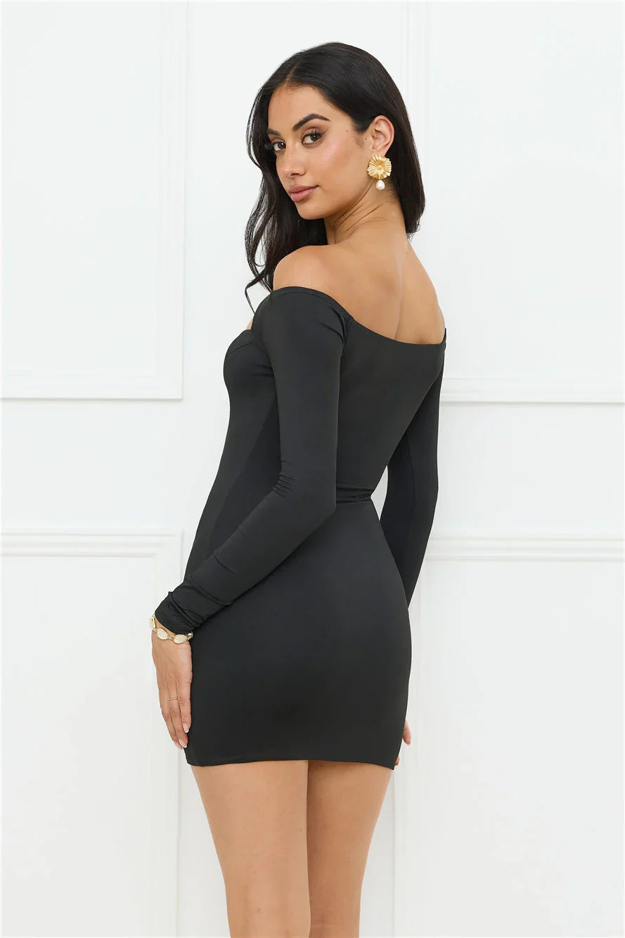 Maddy Off Shoulder Mini Dress Black