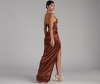 Lala High Slit Satin Formal Dress