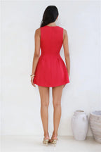 Office Chic Tailored Mini Dress Red