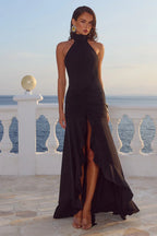 ZELMA HIGH NECK MAXI DRESS - BLACK