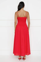 Starfall Garden Linen Blend Maxi Dress Red