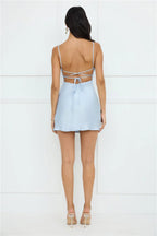 Roxana Satin Mini Dress Blue