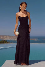 ELLERBY FRILL TRIM MAXI DRESS - BLACK