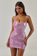 SINDY SEQUIN MINI DRESS - MUSK