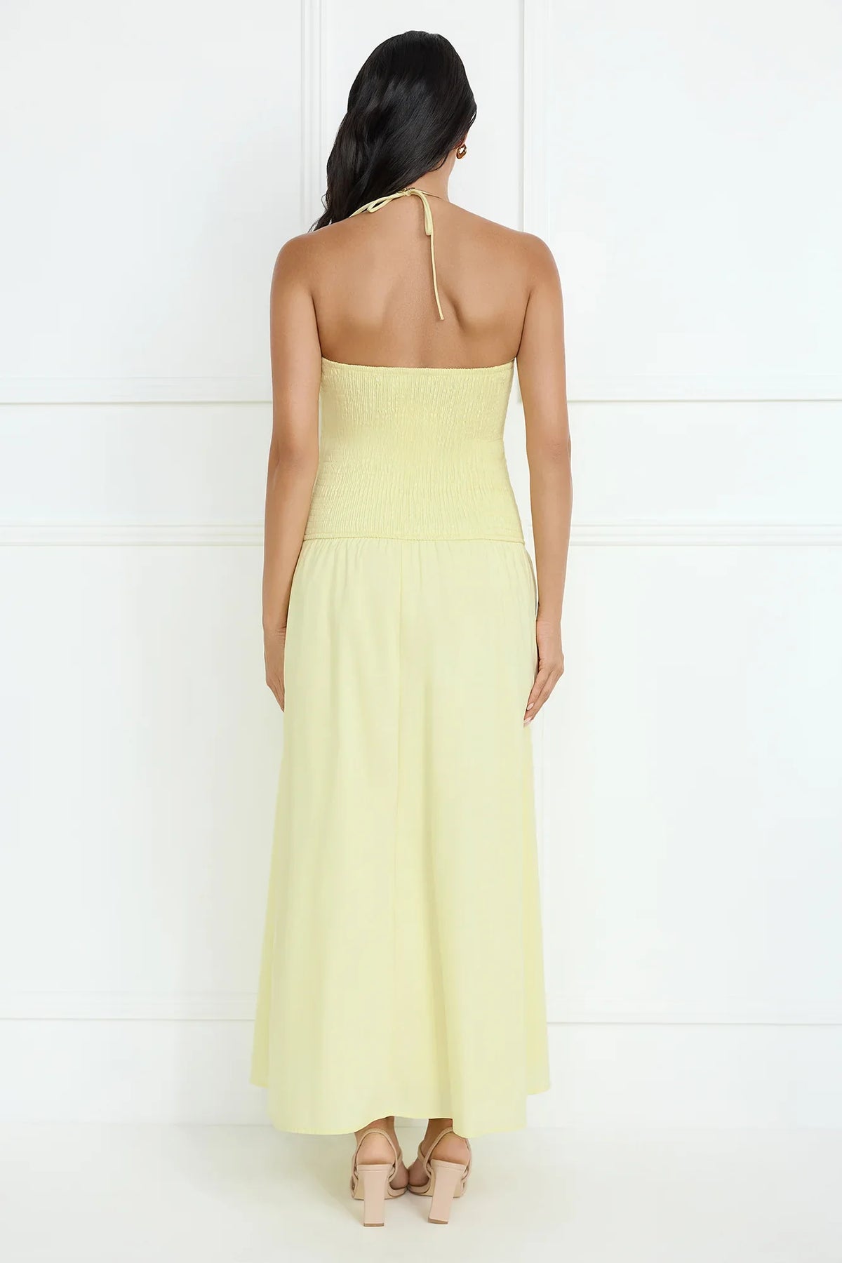Unmatched Energy Halter Maxi Dress Yellow