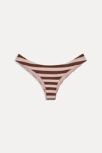 Marina Cheeky Striped Bikini Bottom - Strawberry Chocolate