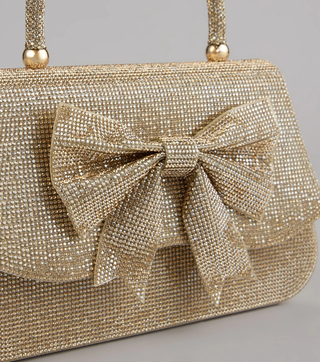 Sparkly Drama Rhinestone Bow Bag