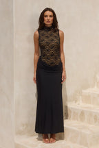 CASANA HIGH NECK MAXI DRESS - BLACK