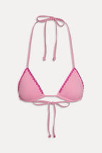 Nick Beaded Triangle Bikini Top - Pastel Pink