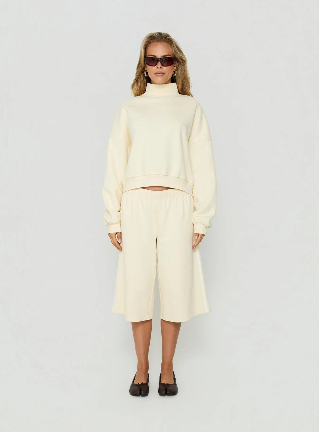 Anyya Funnel Neck Crew Jumper Cream