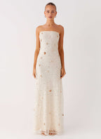 Orelli Shell Sequin Knit Maxi Dress - Ivory