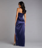 Mayra Formal Satin Slit Long Dress
