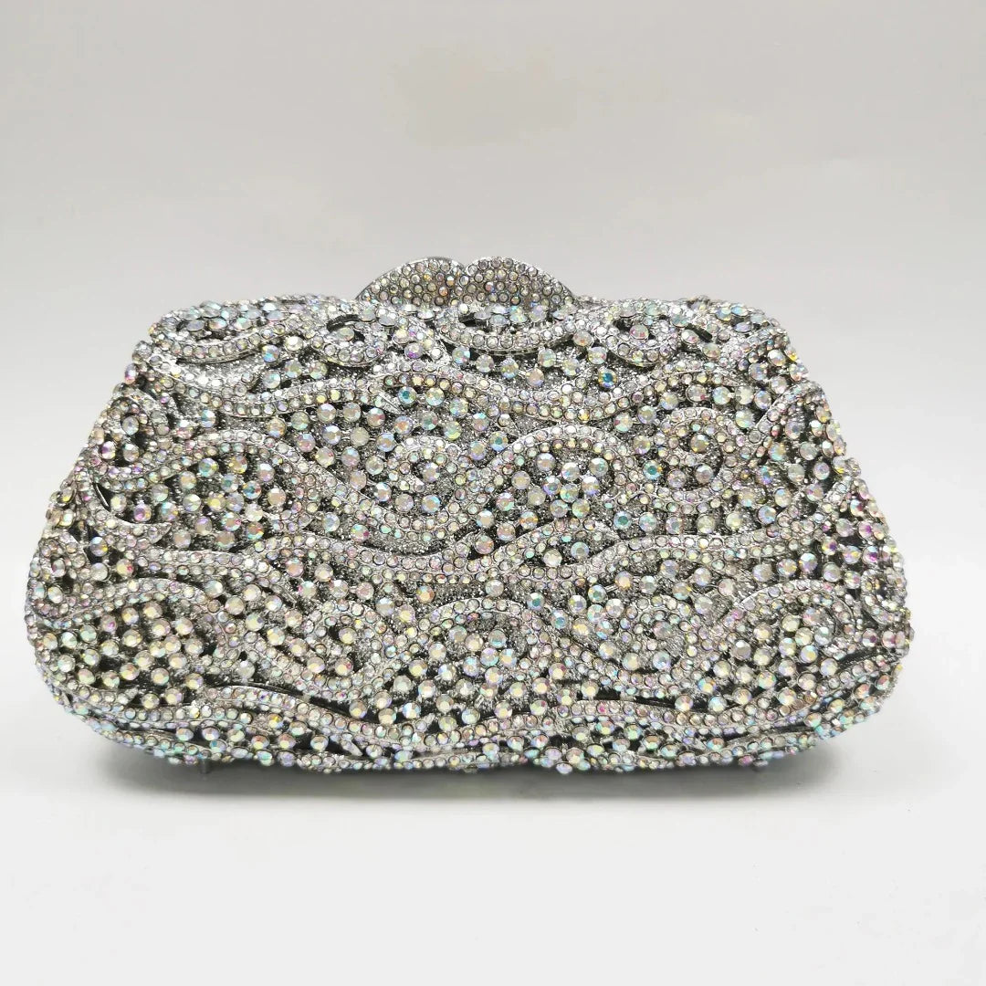 Vioraia Juliet Rhinestones Clutch Bag - Silver
