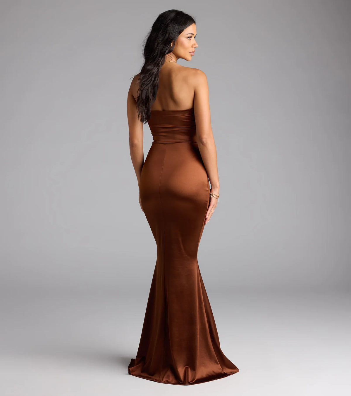 Priscilla Formal Satin Strapless Mermaid Dress