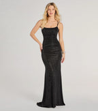 Rylie Formal Glitter Lace-Up Column Dress