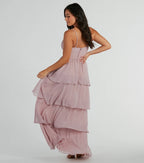 Kasey V-Neck Ruffled A-Line Chiffon Formal Dress