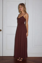 SOL RUCHED MAXI DRESS - ESPRESSO