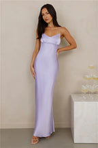 The Samara Satin Maxi Dress Lilac