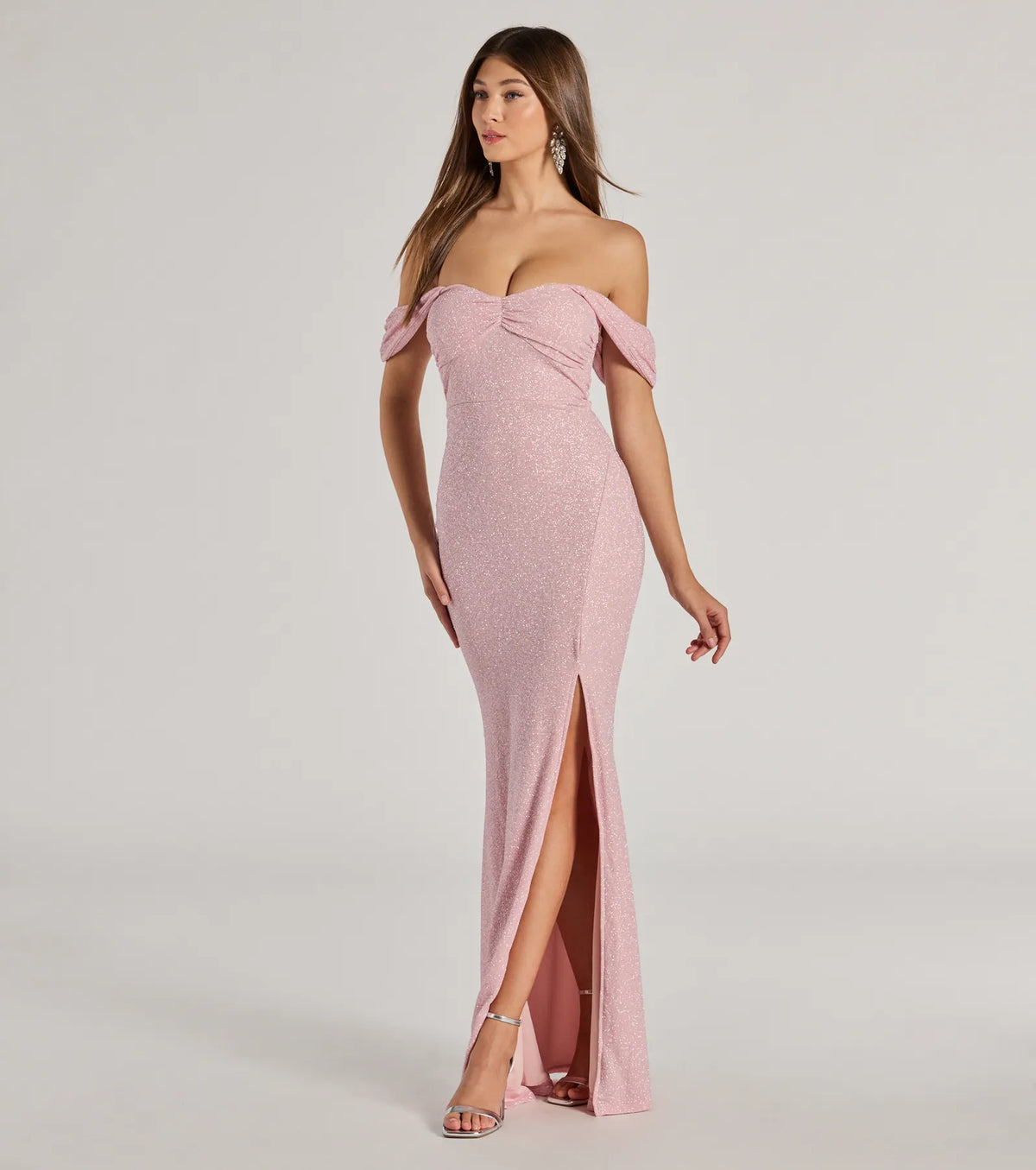 Tamara Off-The-Shoulder Mermaid Glitter Formal Dress