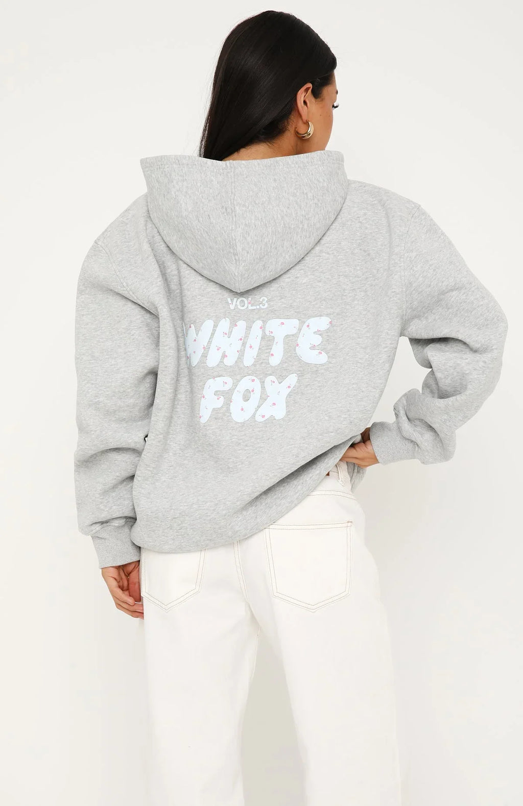 Offstage Printed Oversized Hoodie Dark Grey Marle