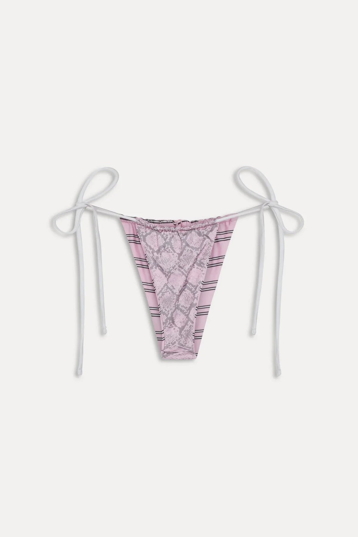 Tia Reversible Satin Bikini Bottom - Pink Stripe