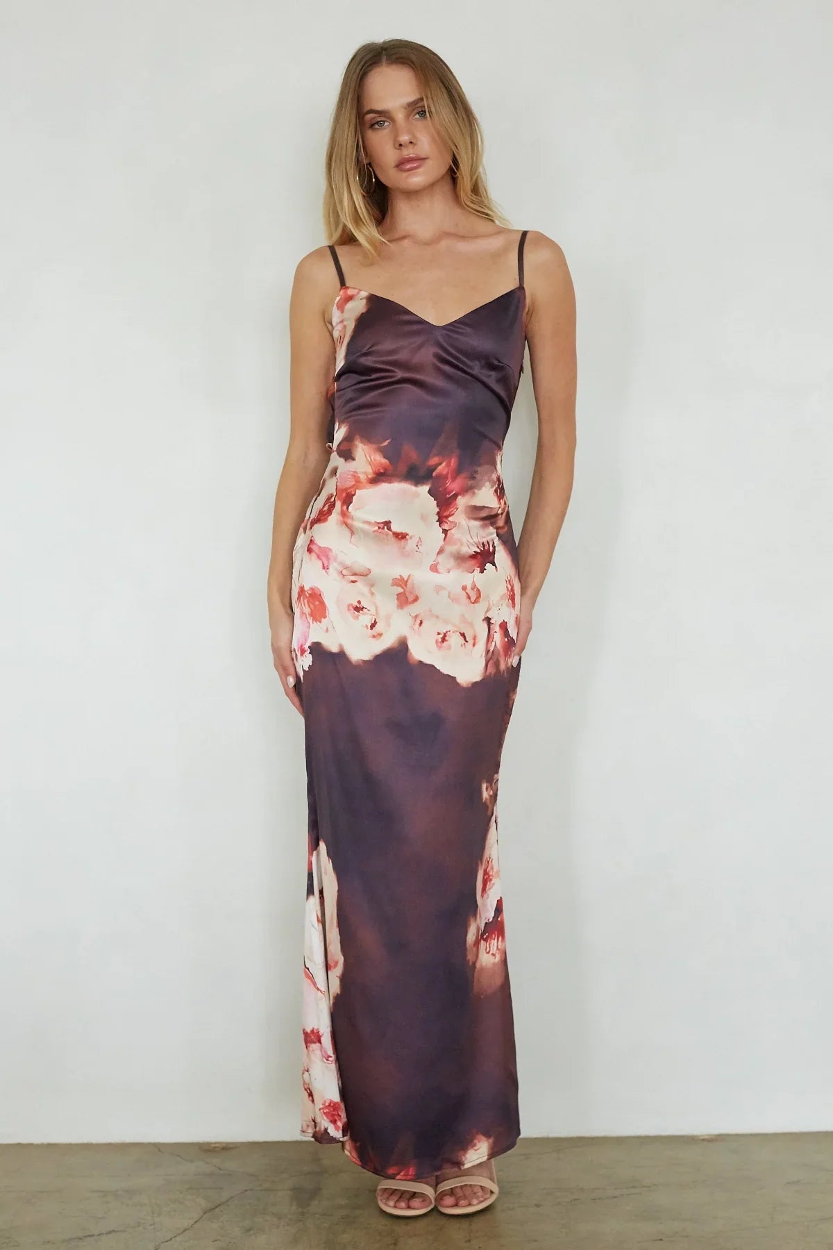 Jenny Satin Floral Maxi Dress