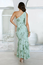 Evening Charm One Shoulder Maxi Dress Sage