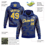 Custom Stitched Royal Yellow-White 3D Pattern Design Curve Lines Sports Pullover Sweatshirt Hoodie