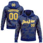 Custom Stitched Royal Yellow-White 3D Pattern Design Curve Lines Sports Pullover Sweatshirt Hoodie