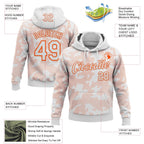 Custom Stitched White Orange 3D Pattern Design Curve Lines Sports Pullover Sweatshirt Hoodie