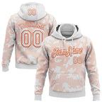 Custom Stitched White Orange 3D Pattern Design Curve Lines Sports Pullover Sweatshirt Hoodie