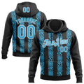 Custom Stitched Black Sky Blue-White 3D Pattern Design Abstract Shape Sports Pullover Sweatshirt Hoodie