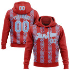 Custom Stitched Red Light Blue-White 3D Pattern Design Abstract Shape Sports Pullover Sweatshirt Hoodie